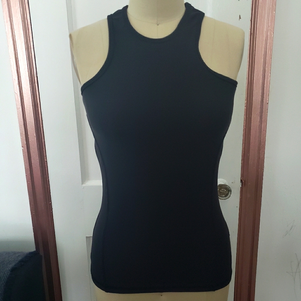 Olympia Sheer Mesh Panel Workout Racerback Tank Top - Picture 3 of 4